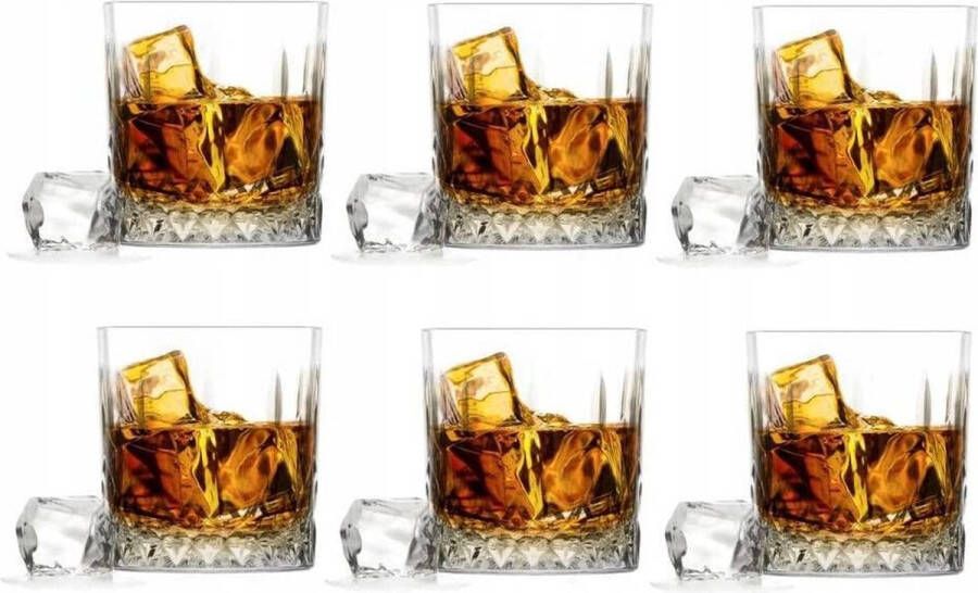 Whiskyglazen set whisky rum gin bourbon cocktailglas drinkglazen cadeauset verjaardagscadeau voor mannen whiskyliefhebbers alcoholaccessoires goud 6 x 280 ml