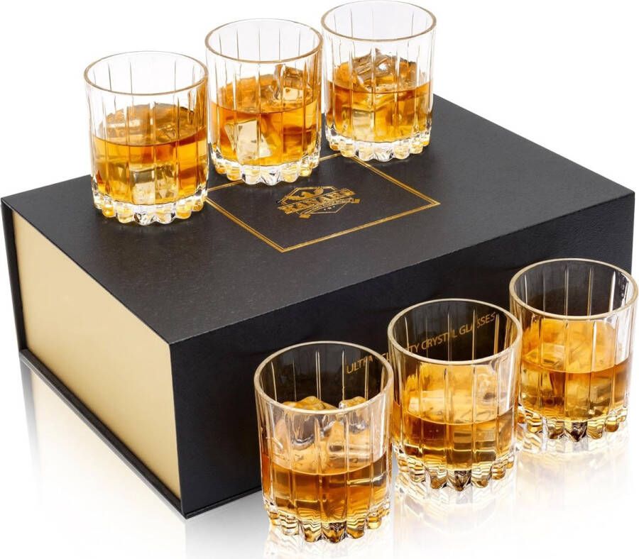 Whiskyglazenset loodvrij kristallen whiskyglas unieke cadeau-ideeën voor man opa vader vriend stijlvolle geschenkdoos set van 4 300 ml