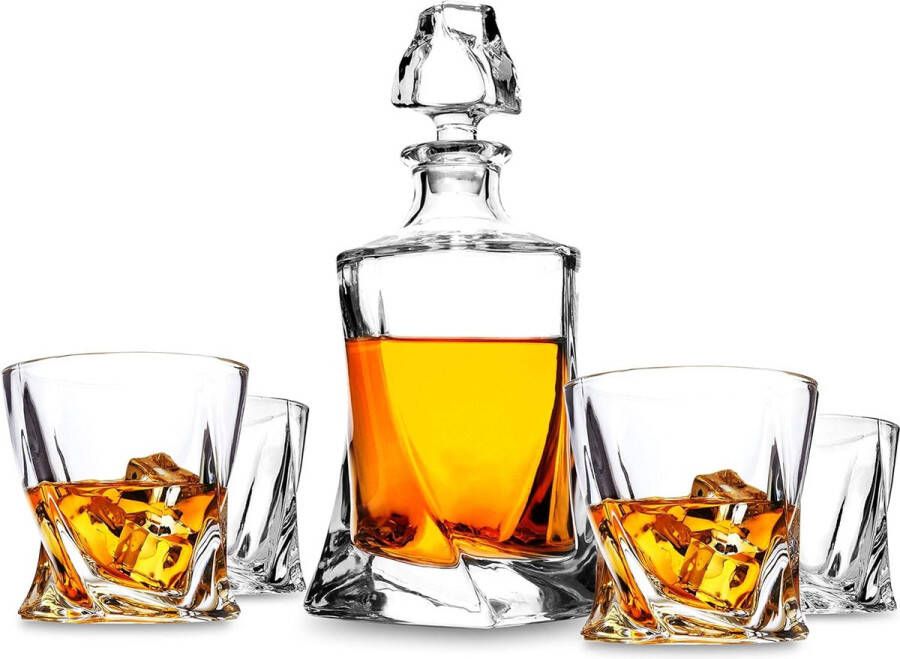 Whiskykaraf en glazen geschenkset Whiskey decanter and glasses gift set