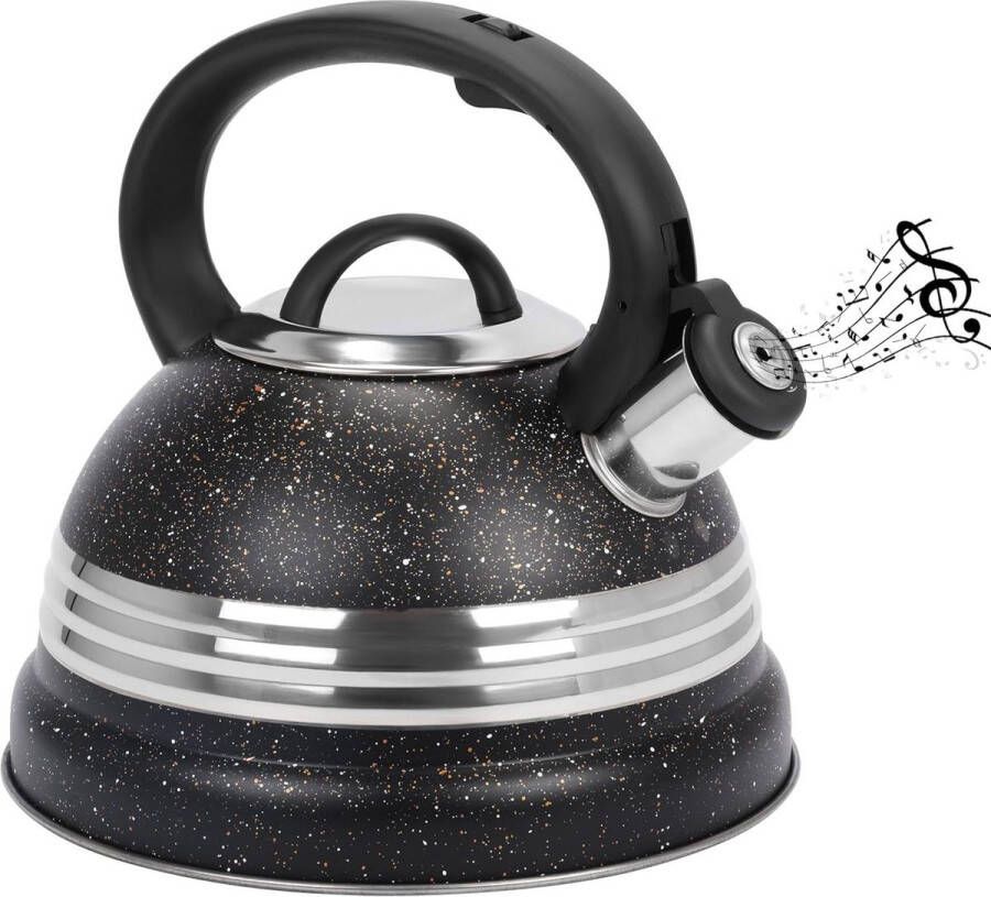 Whistling Tea Kettle 3L Capacity Stainless Steel Induction Stovetop Compatible Camping Teapot