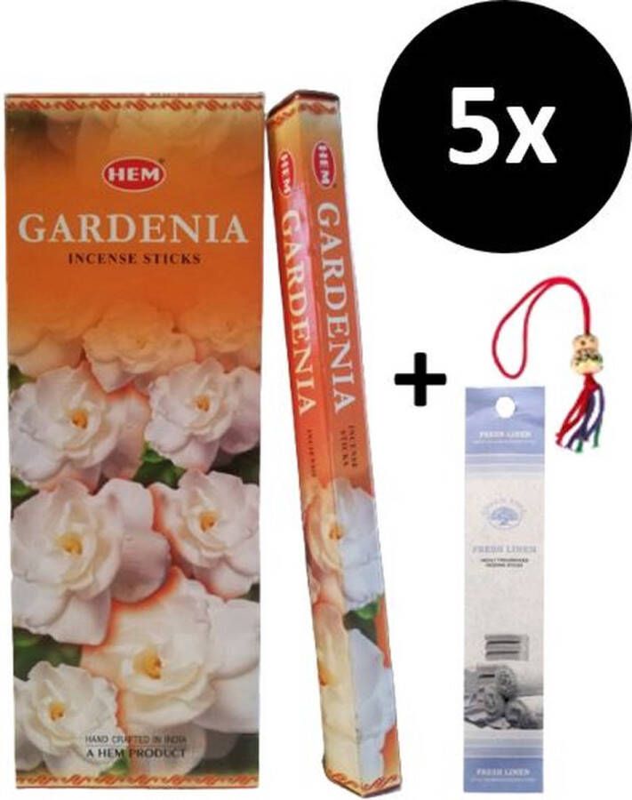 Wierook Wierookstokjes 5 Kokers 100 Stokjes + 5 Mini Stokjes En 1 Gelukspoppetje Geur Gardenia