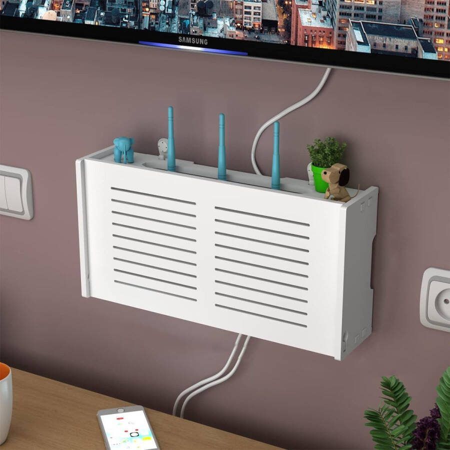 Wifi-router opbergdoos draadloze router rek gatvrij rek wandhouder kabelorganizer wandbekleding tv-kabel verstoppen box wifi-router rek