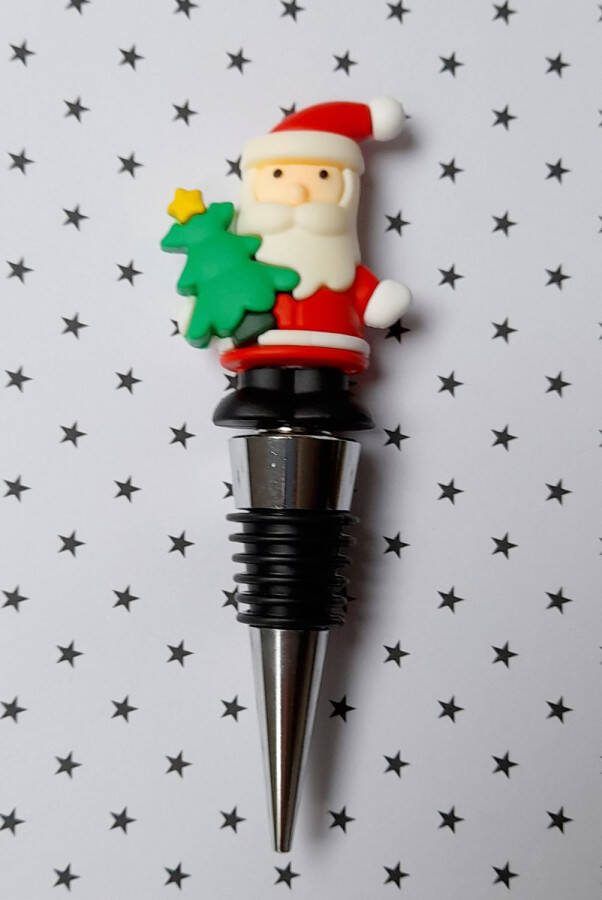 Wijnafsluiter Kerstman Kerst RVS wijnfles afsluiter fles stop flesafsluiter