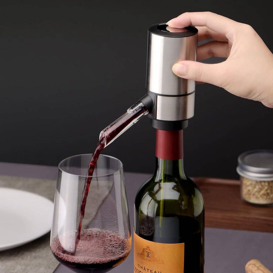 Wijnbeluchter met Automatische Dispenserpomp en Intrekbare Buis One-Touch Instant Oxidatie Decanter voor Wijnliefhebbers