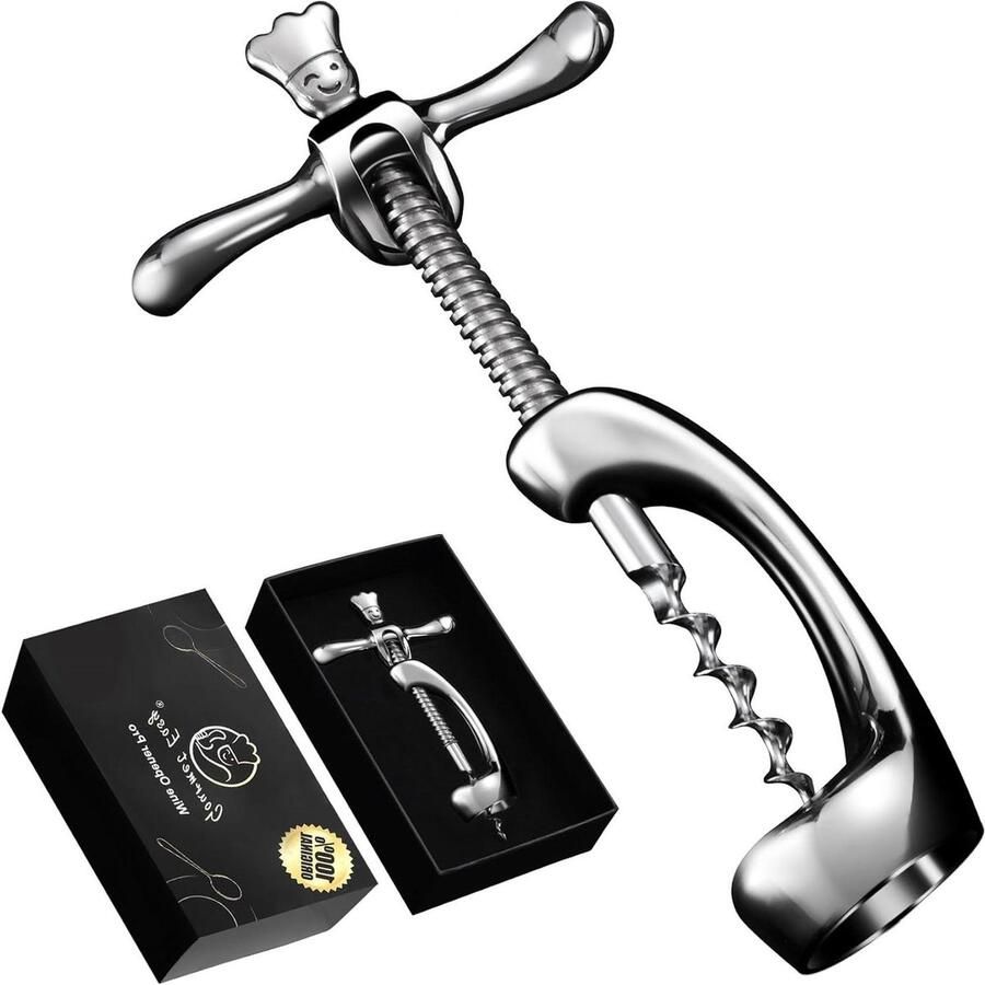 Kurkentrekker Heavy Duty voor intacte kurk verwijderen Deluxe handleiding wijnflesopener soepele en moeiteloze flesopening wijnkurkopener