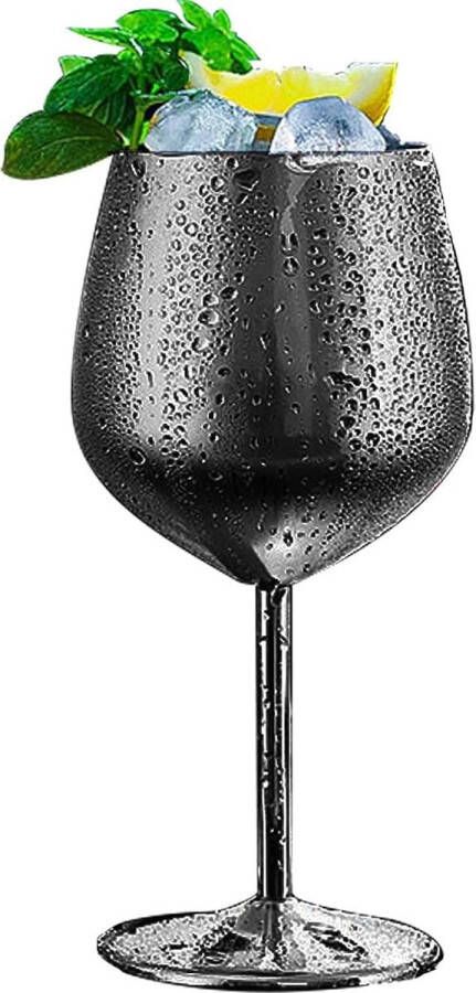 Wijnglas 350ml roestvrij staal rode wijnglazen onbreekbare wijnglazen champagne- en cocktailglazen geschikt voor feestjes en outdoor-evenementen (zwart)