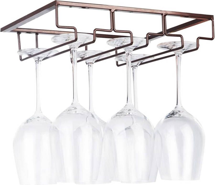 Wijnglashouder onder kast glazen houder voor wijnglazen glaswerk hangend metalen wijnglasrek glazenopslag voor keuken bar en restaurant goud