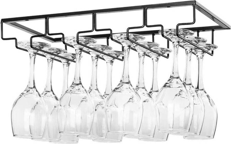 Wijnglashouder onder kast glazen houder voor wijnglazen glaswerk hangend metalen wijnglasrek glazenopslag voor keuken bar en restaurant zwart
