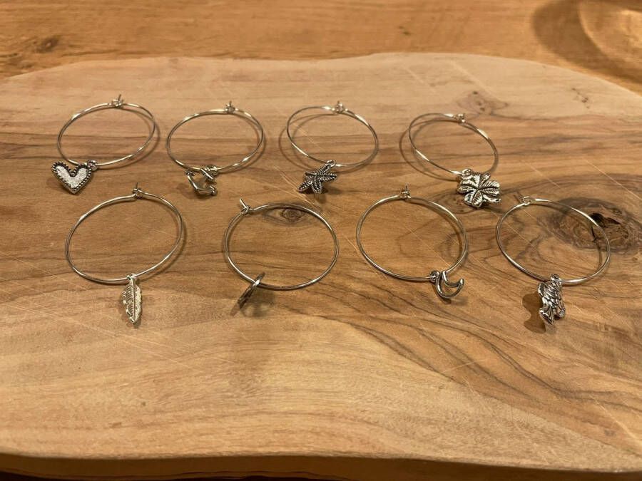Wijnglasmarker 8 stuks zilverkleurig metaal glasmarker wijn accessoires