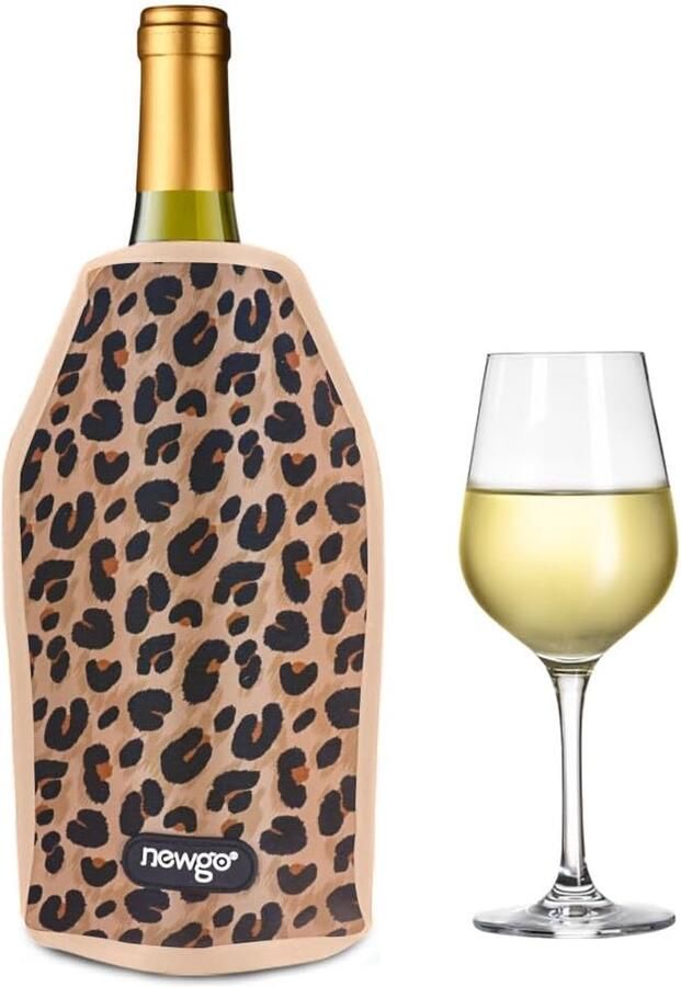 Wijnkoeler champagnekoeler hoes manchetten flessenkoeler koelmanchet voor wijn champagne flessen waterafstotende stof (luipaardpatroon)