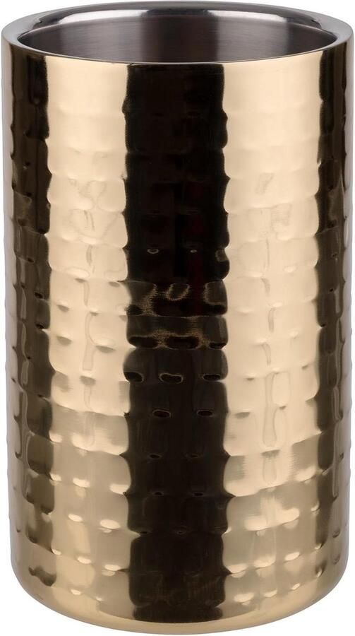 Wijnkoeler champagnekoeler roestvrij staal 12 x 20 cm dubbelwandig binnendiameter 10 cm gouden look geschikt voor 07 l 15 l flessen