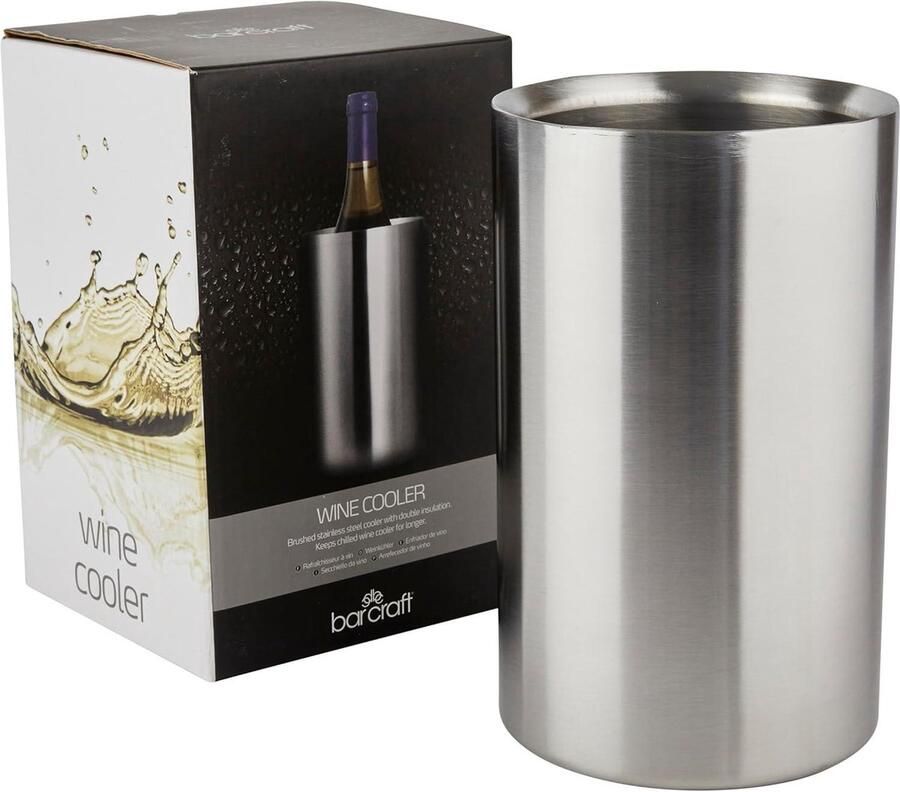 Wijnkoeler Geschenkverpakking Roestvrij Staal Zilverkleurig Eén Fles