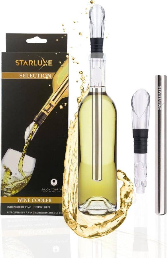 Wijnkoeler met Vinhos-accessoires roestvrijstalen koelstaaf schenker en schenker lekvrij en duurzaam essentieel voor wijnliefhebbers