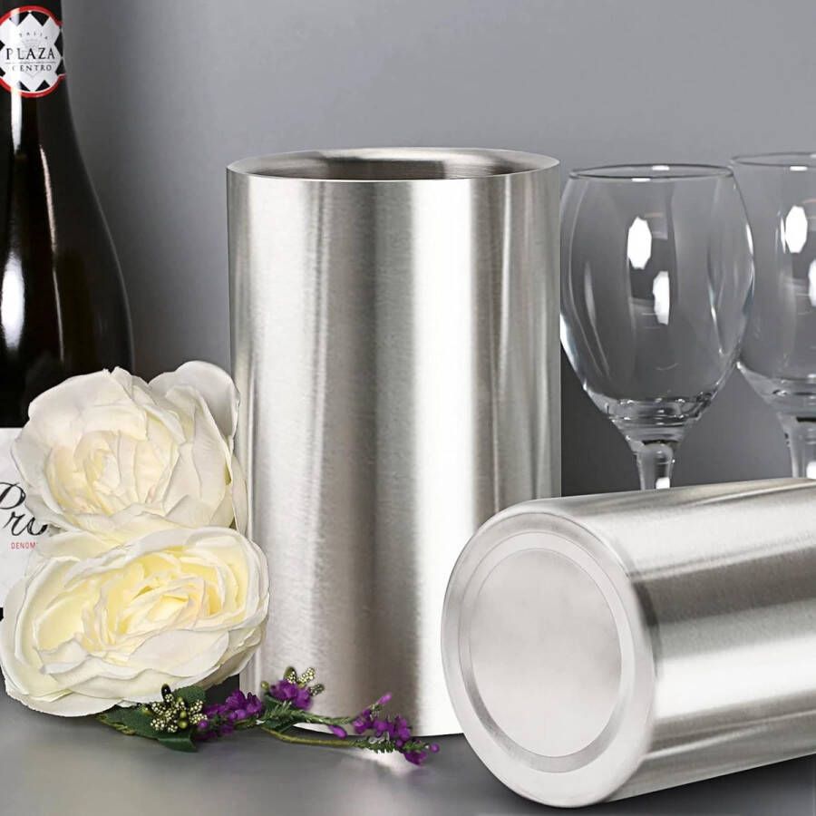 Wijnkoeler van roestvrij staal flessenkoeler met dubbelwandig design voor langdurige koeling champagnekoeler geschikt voor alle flessen