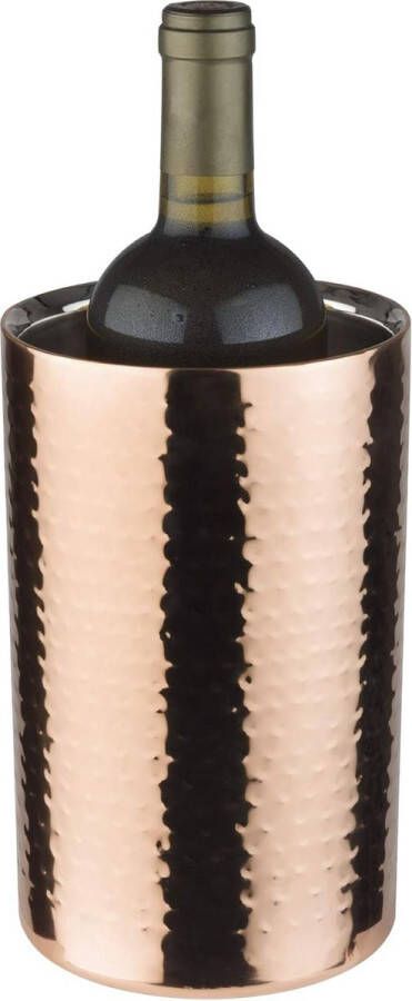 Wijnkoeler champagnekoeler flessenkoeler van roestvrij staal 12 x 19 cm dubbelwandig binnendiameter 10 cm wijnkoeler geschikt voor 0 7 l 1 5 l flessen gehamerd koper
