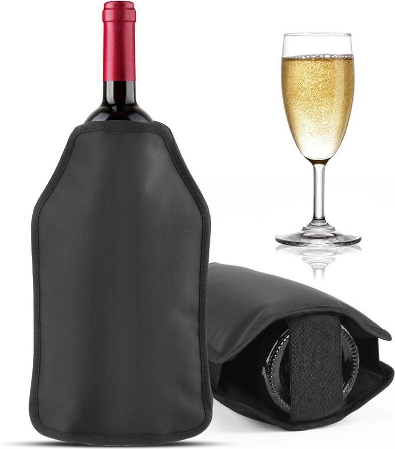 Wijnkoeltas zwart wijnkoelmanchet 22 x 15 5 x 2 1 cm waterdichte flessenkoeler manchet feestjes uitgaan houdt de temperatuur bier champagnekoeler manchet