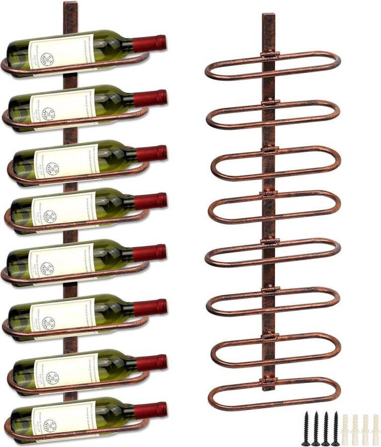 Wijnrek aan de muur metaal wijnflessenhouder voor wandmontage wijnhouder voor 8 flessen flessenrek flessenhouder hangrek flessenstandaard wijnflessenrek voor wijn (B)