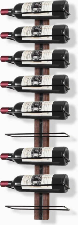 Wijnrek Flessenhouder Opbergrek Metaal Zwart Wandmontage voor 15 flessen Wandplank Hangplank
