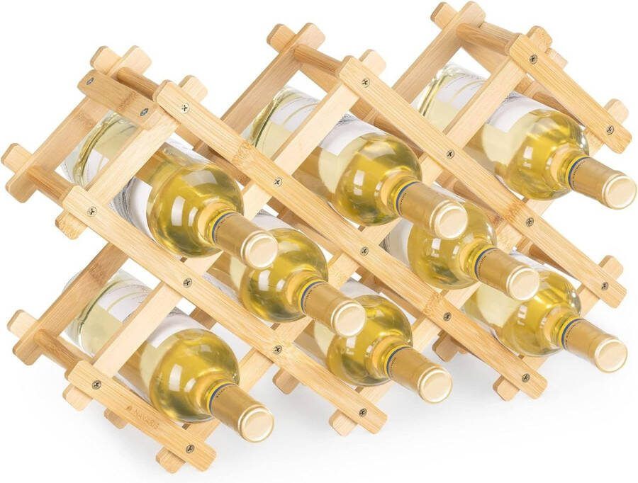 Wijnrek flessenrek van bamboe 51 5 x 12 7 x 32 5 cm rek voor houten flessen flessenhouder 8 vakken wijnflessenhouder opvouwbaar