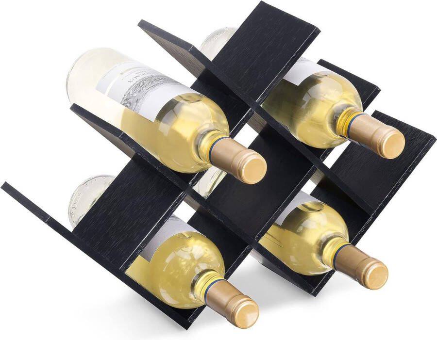 Wijnrek flessenrek wijnstandaard van bamboe 43 5x10x29 5cm wijnrek voor flessen houten flessenhouder voor 8 flessen
