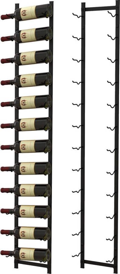 Wijnrek muur voor 6 9 12 wijnflessen flessenhouder metaal industrieel flessenrek opbergrek zwart (12 wijnflessen)