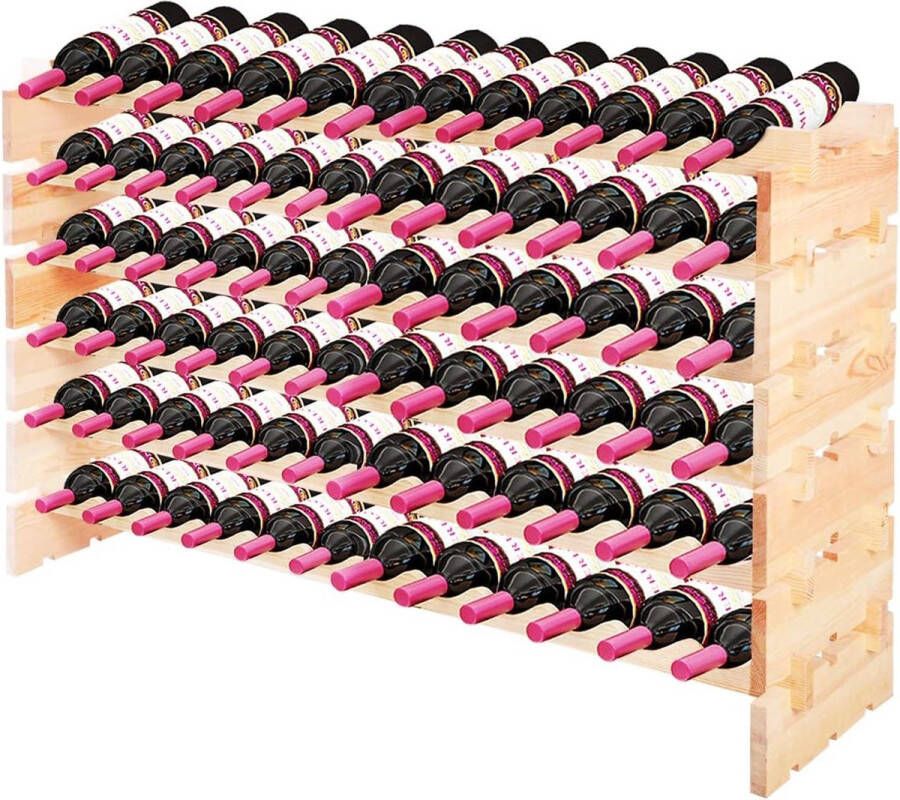 Wijnrek van hout voor 72 flessen stapelbaar uitbreidbaar wijnkast met plank wijnstandaard hout flessenstandaard wijnhouder flessenrek voor kelder eetkamer restaurants en bars