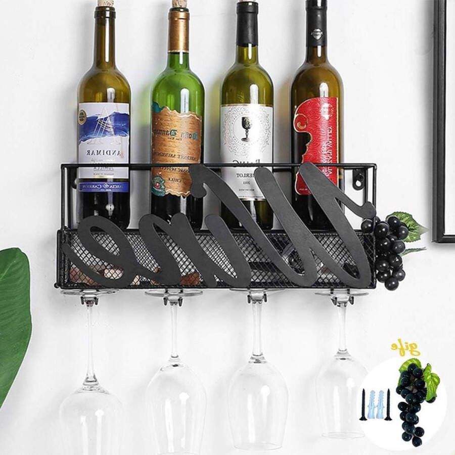 Wijnrek Wandgemonteerd Duurzaam & Praktisch Solide Design Eenvoudige Installatie Opbergglashouder Voor Keuken en Wijnkelderbar