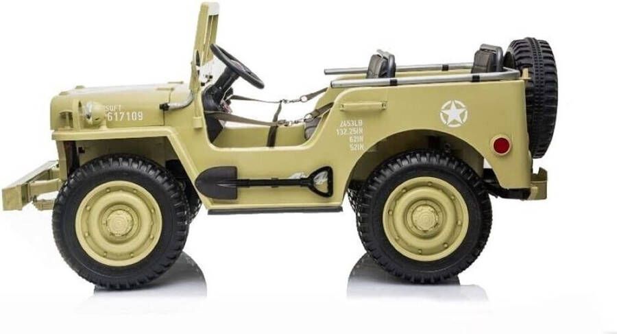 Willy's Jeep Elektrische Kinderauto 24V 3-Persoons Met Afstandsbediening Khaki