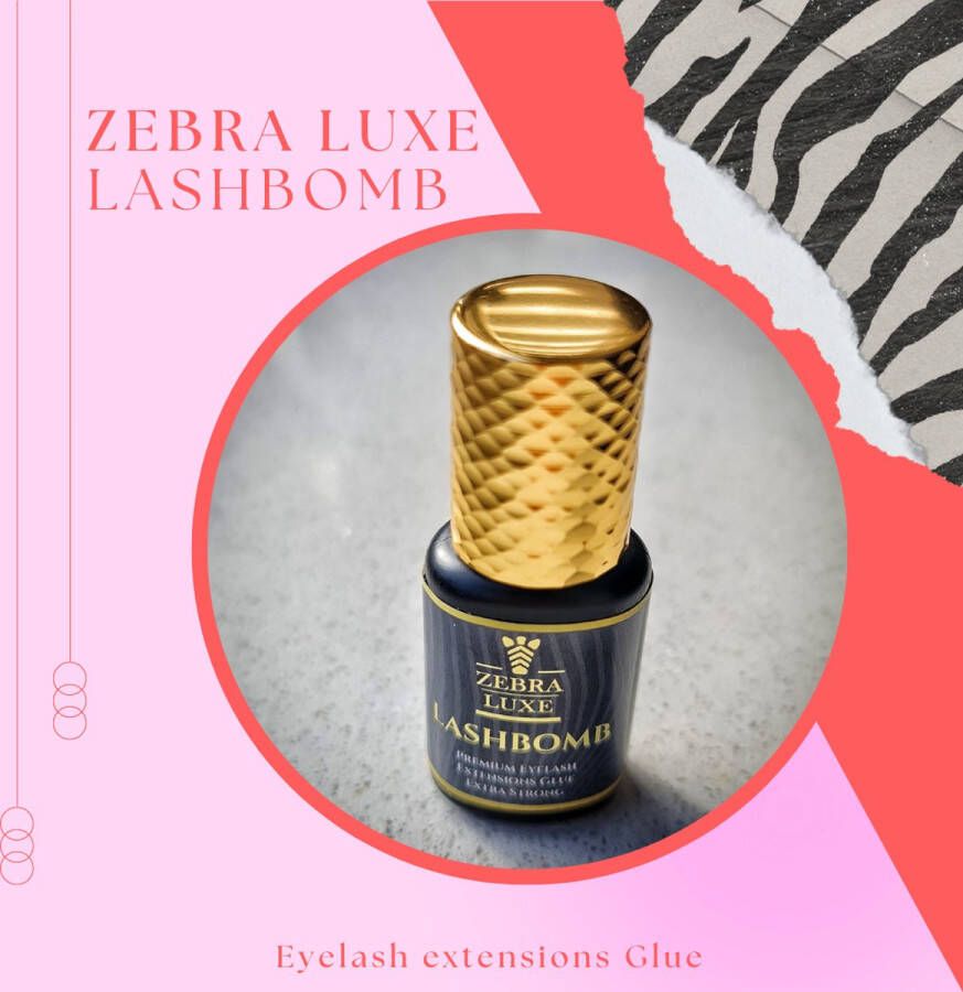 Wimperextensions Lijm Zebra Luxe Lashbomb Eyelash extensions glue Wimperextension lijm SUPER POWER tot 7 weken 5 ml