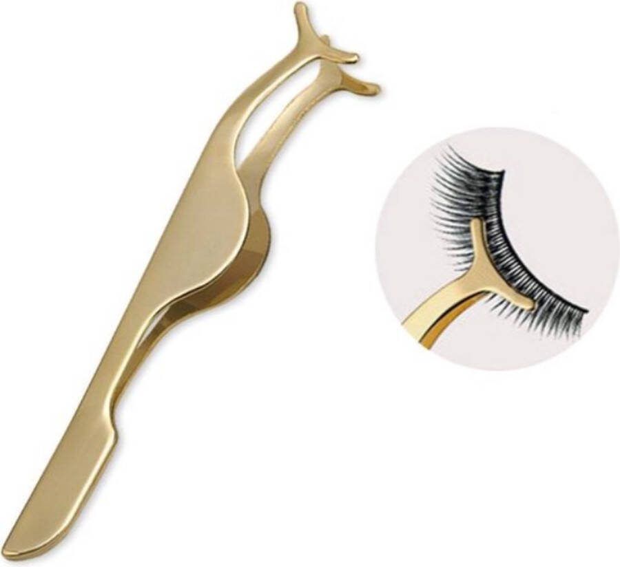 Wimperpincet Pincet Eyelash Applicator Pincet Voor Nep Wimpers METAAL GOUD
