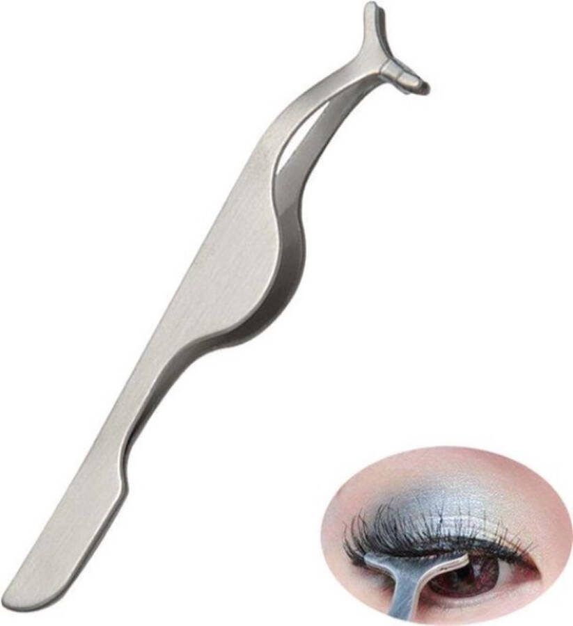 Wimperpincet Pincet Eyelash Applicator Pincet Voor Nep Wimpers METAAL ZILVER