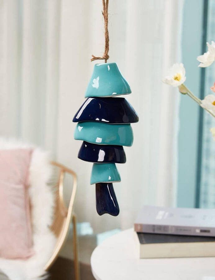 Wind Chime Vis Decor Standbeeld Sculptuur Keramiek Thuis Kunst Geschenken Ornament 21 inch