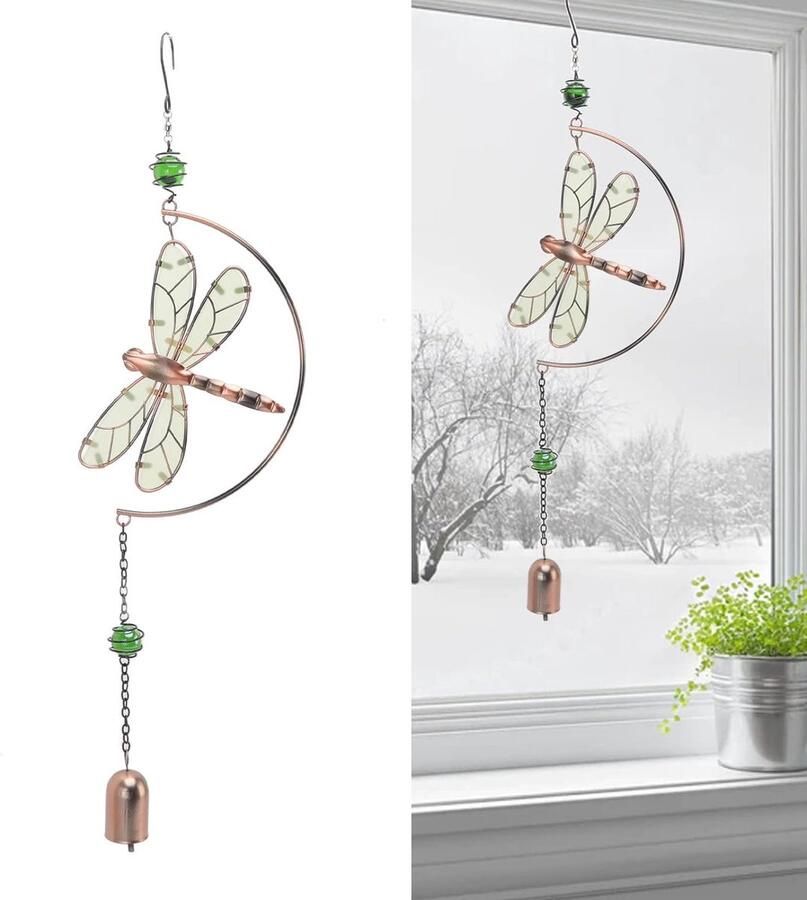 Wind Chimes Garden Ornamenten Klokken & Sleigh Klokken Geschenken Raam Hangende Ornamenten Buiten Windklokkenspel Dragonfly Ornamenten met Garden Suncatchers Home
