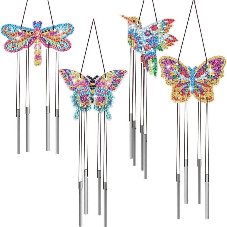 Windgong 4 stuks Diamant Schilderen 5D DIY Hangende Zonnevanger Kits voor Volwassen Huisdecoratie