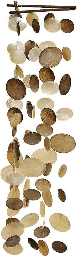 Windgong BEIGE BRUIN parelmoer 34 3 cm -87 cm- raamdecoratie zonnevanger voor ramen muren balkons terrassen en tuin