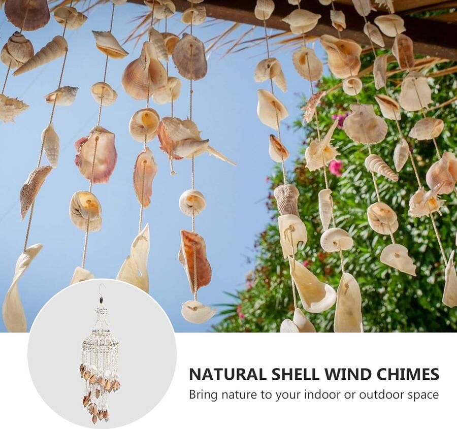 Windgong schelp wind klokkenspel hangen ornament muur opknoping hanger willekeurige vorm (wit) windspel schelpen