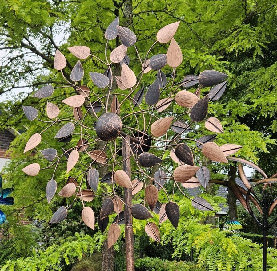 WINDMOLEN BEUKENBLAD TUINSTEKER TUINBEELD METAAL WINDSPINNER
