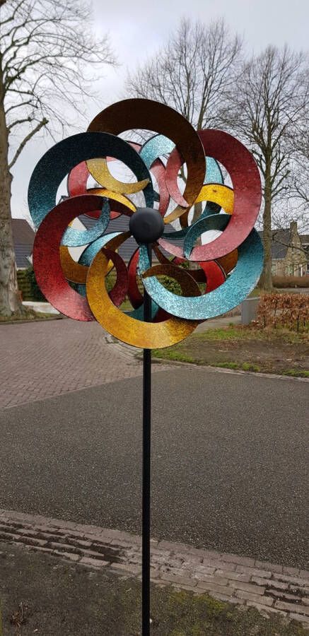 WINDMOLEN BLOEM GEKLEURD TUINSTEKER METAAL TUINSTEKER GEPOEDERCOAT WINDSPINNER