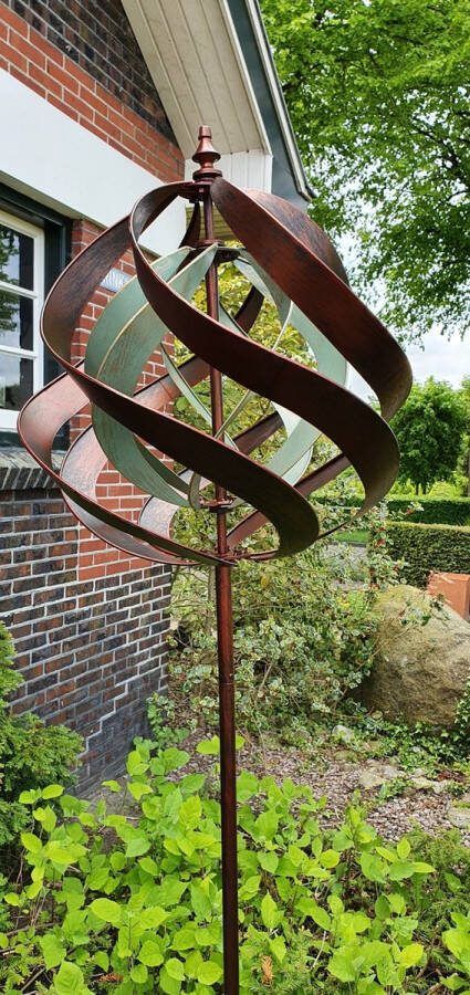 WINDMOLEN SFEERBOL TUINSTEKER METAAL TUINSTEKER GEPOEDERCOAT WINDSPINNER