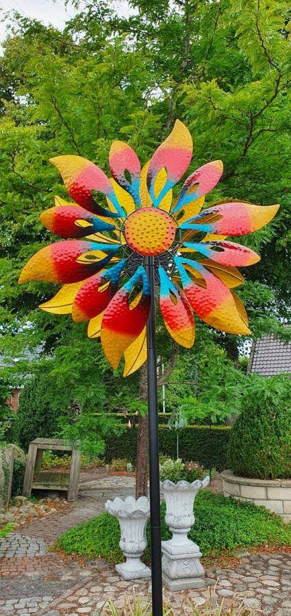 WINDMOLEN VUURBLOEM TUINSTEKER METAAL TUINSTEKER GEPOEDERCOAT WINDSPINNER