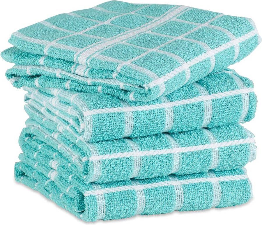 Windowpane Vaatdoek Set Katoen Aqua 16x26