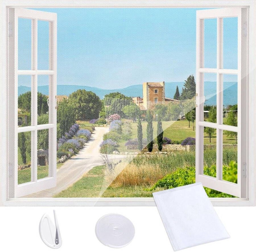 Windows Fly Screen DIY zelfklevende klamboe verstelbaar raam scherm gaas insecten vliegen 1m x 1m wit Raamscherm