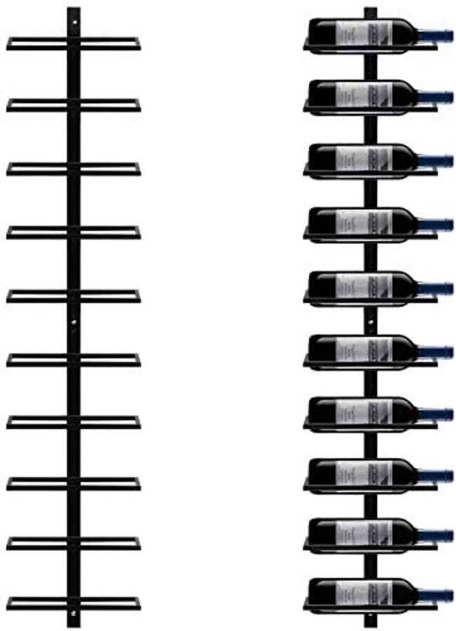WINJI Wijnrek muur wandmontage 10 flessen zwart wijnkast flessenrek flessendrager wijnfleshouder