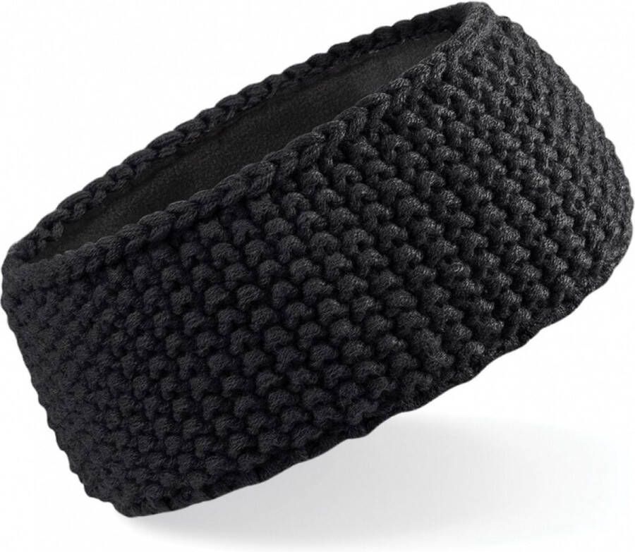 Merkloos Sans marque Winter gebreide haarband zwart voor volwassenen 100% acryl