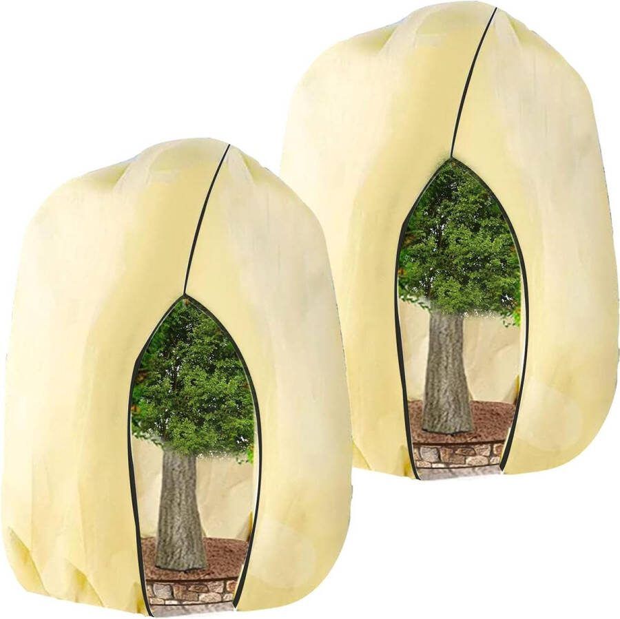 Winterbescherming voor planten 2 stuks 120 x 180 cm winterbescherming potplantentas voor bomen balkonplanten ademende scheurbestendige tent beige