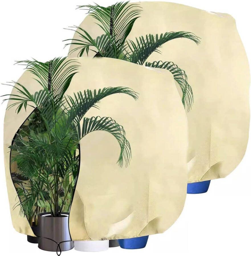 Winterbescherming voor planten 200 x 240 cm XXL winterbescherming potplantenzak voor bomen balkonplanten ademende scheurbestendige tent beige verpakking van 2 stuks