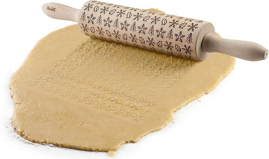 Winterprint deegroller traditionele keuken accessoire met sneeuwvlok ontwerp