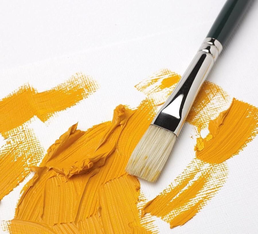 Winton penselensets voor olieverf-acrylverf-alkydverf 5 penselenset ronde kwast nr. 2-nr. 6 platte kwast nr. 6 platte kwast kort-nr. 2 hazelnootpenseel nr. 4 met handvat