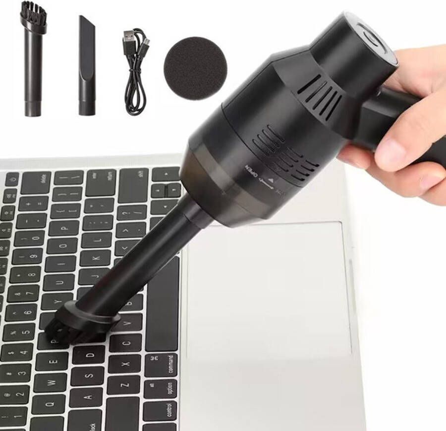 Wireless Mini Vacuum Cleaner -toetsenbord reiniger- Krachtige zuigkracht Lange batterijduur Verschillende mondstukken -zwart