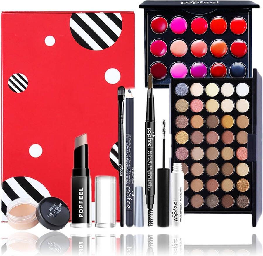 WishesMar Volledige Make-up Set Complete set Cosmetica voor Ogen Gezicht en Lippen Alles in één Geschenk make up Set met Oogschaduw Concealer Lipgloss Mascara Wenkbrauw Eyeliner Highlight